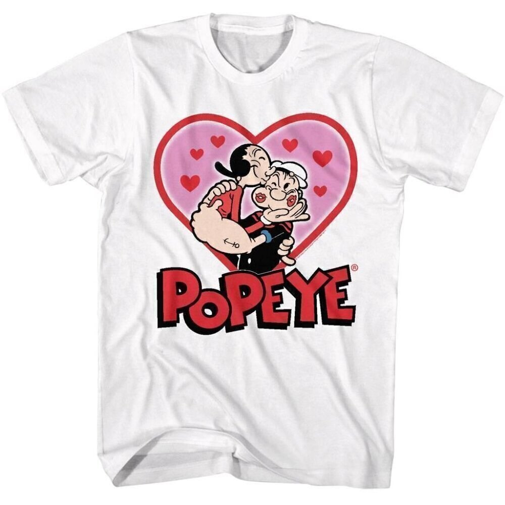 Popeye Olive Oyl Kissing Cartoon Retro Graphic Couple Fans Gift Unisex T-Shirt